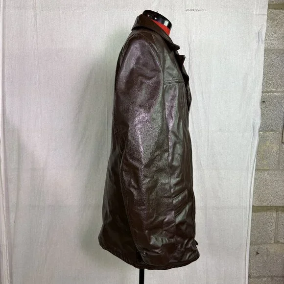 Vtg Cooper Coat Mens 42 L Brown Leather Jacket Removable Faux Fur Lined Made USA - Picture 4 of 10